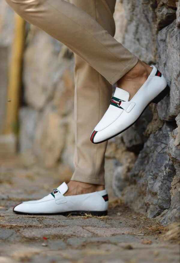 White Men's Classic Dress Shoes Black Penny Loafer 02062901