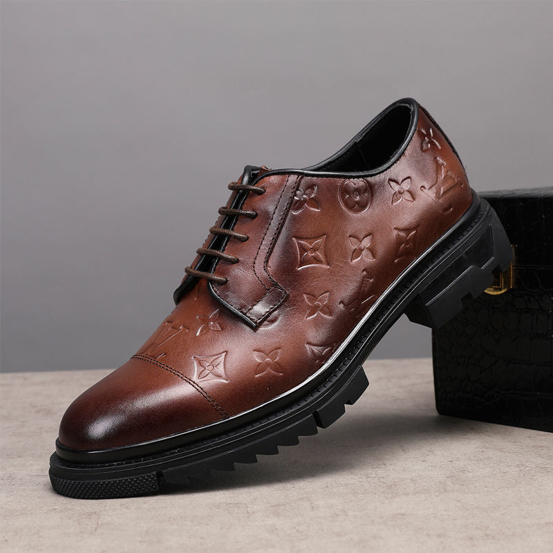 European station men's leather shoes formal leather shoes leather retro color-polishing shoes high-end office business men's shoes all-match