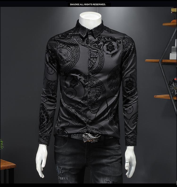 New men's shirt flocked long sleeved shirt 1024022810