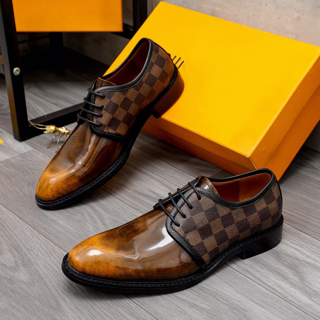 New fashion lace up letter formal leather shoes all-match banquet shoes
