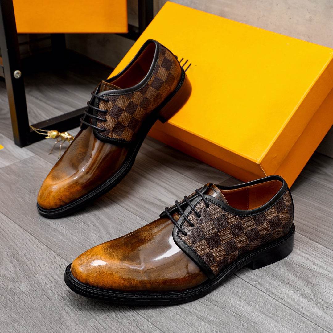 New fashion lace up letter formal leather shoes all-match banquet shoes