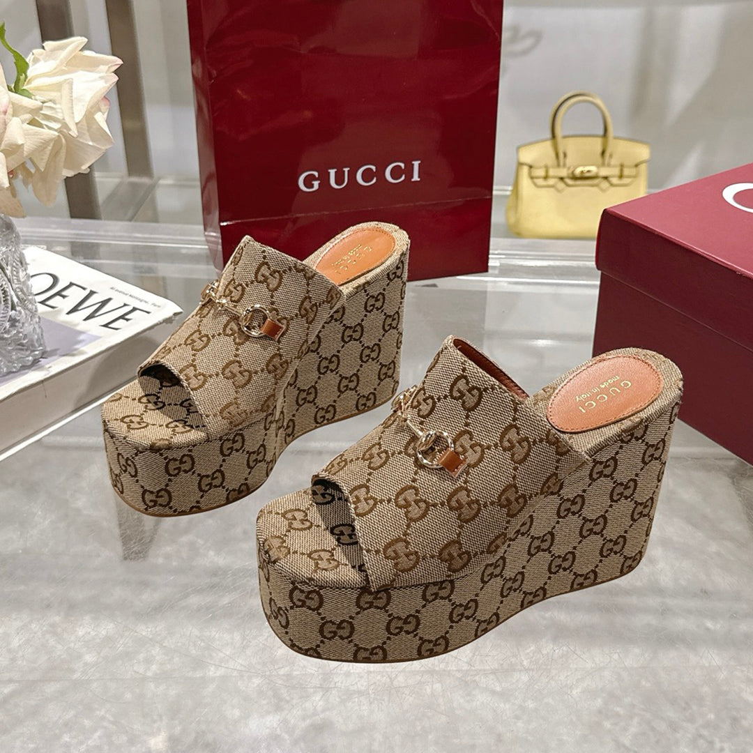 25 ladies metal buckle wedge-heeled platform slippers XC0425050604