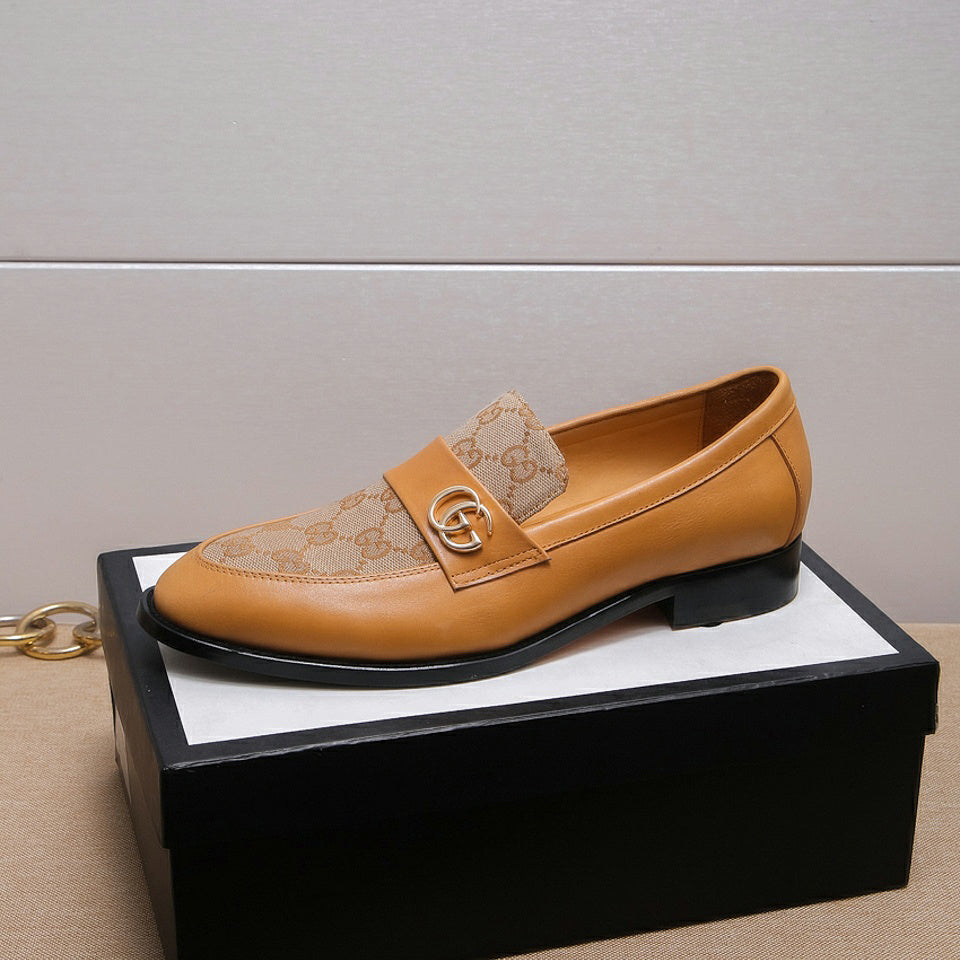 Orange Splicing G Print Loafers