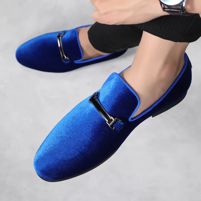 Fashion Suede Blue Red Slip On Shoes
