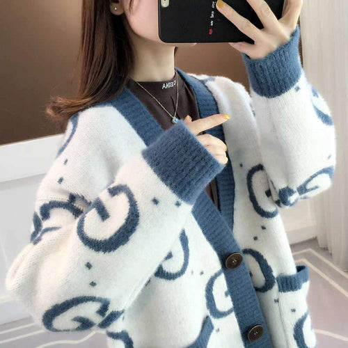 Autumn/Winter Fashion Thickened Sweater Long Cardigan Coat 1023112320