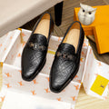 New Fashion Men's Dress Shoes Print Loafers Banquet Wedding Slip-On Shoes