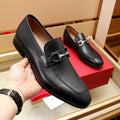 Black handmade genuine leather men's formal loafers