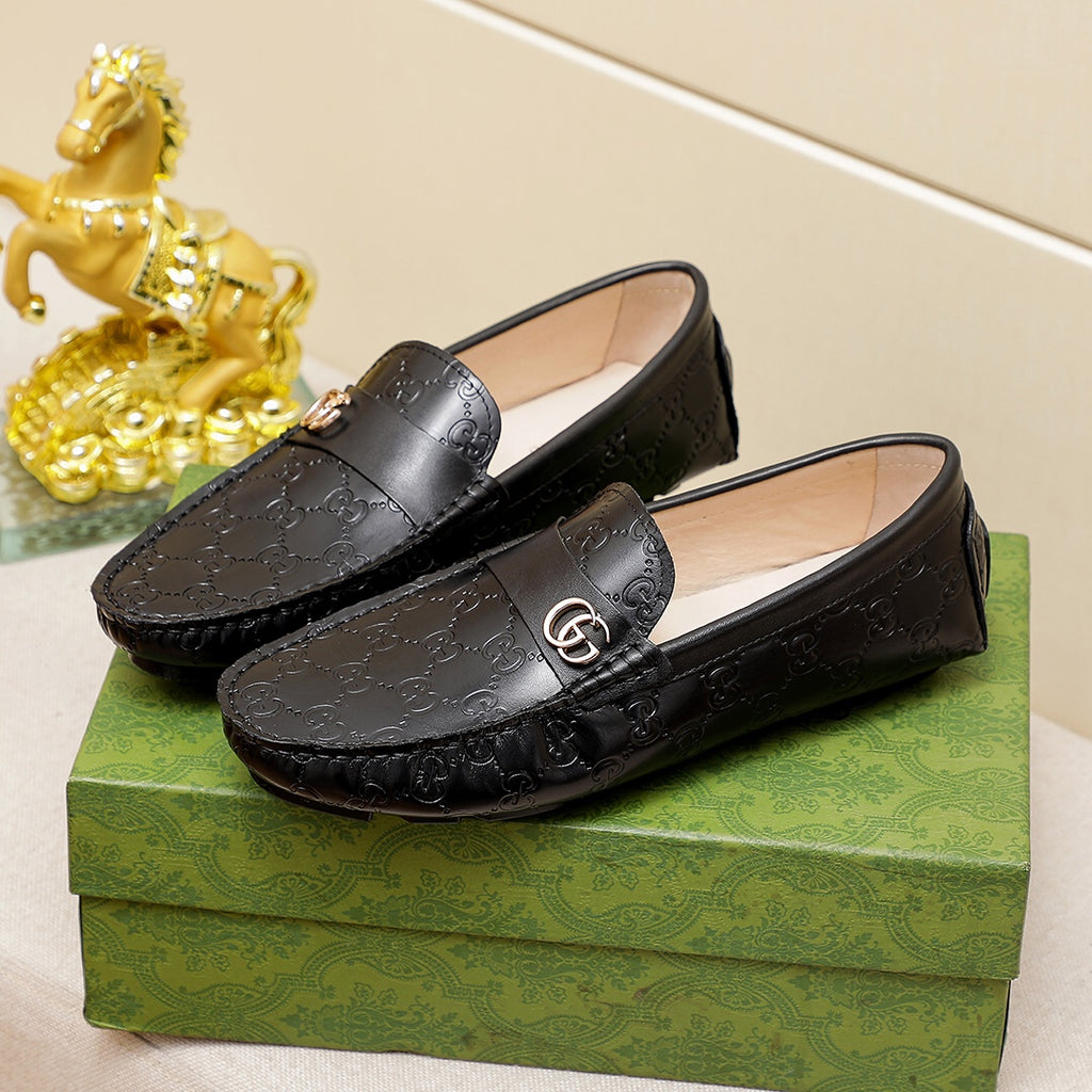 New fashion double G letters pattern formal dress slip on shoes
