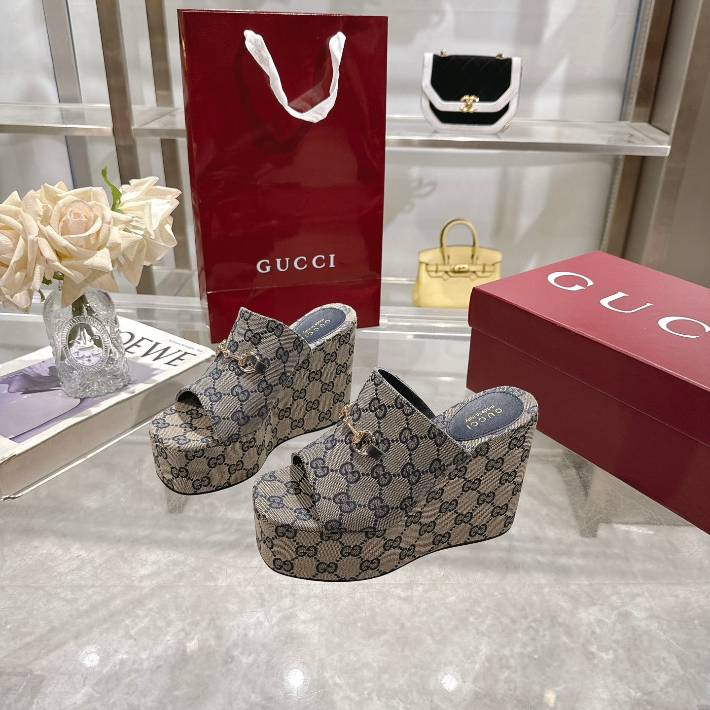 25 ladies metal buckle wedge-heeled platform slippers XC0425050604