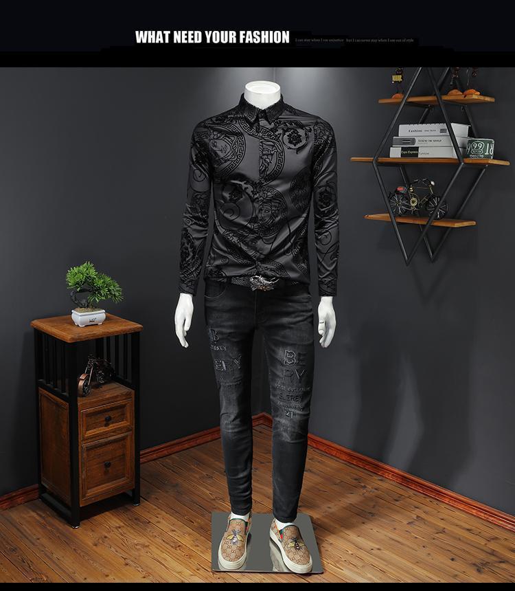 New men's shirt flocked long sleeved shirt 1024022810