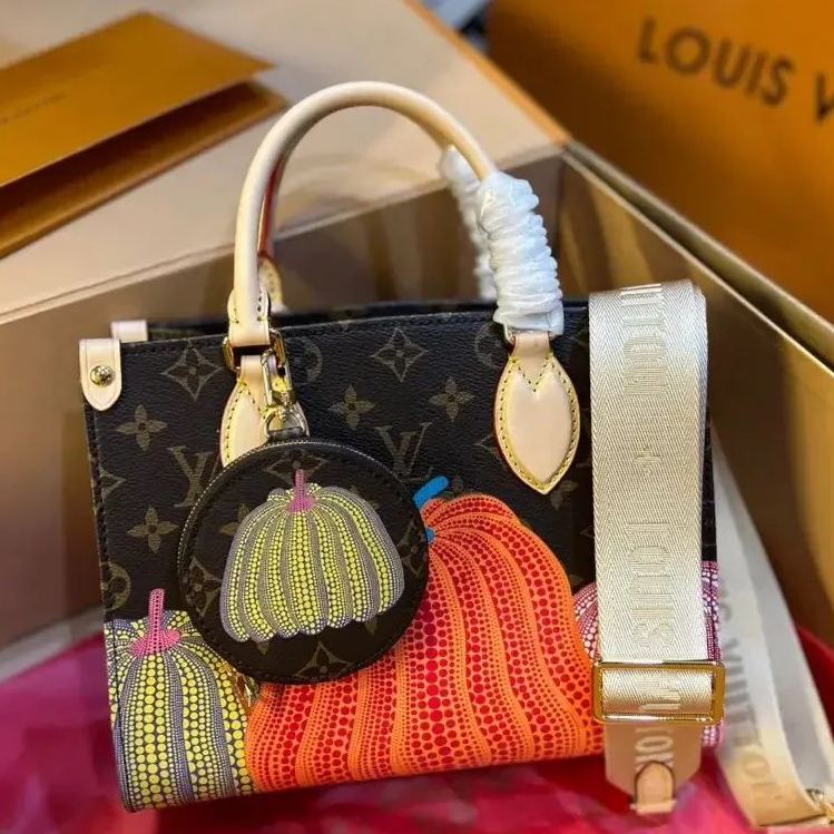 2023 latest fashion trendy V Logo print pumpkin pattern tote bag PDD04062302