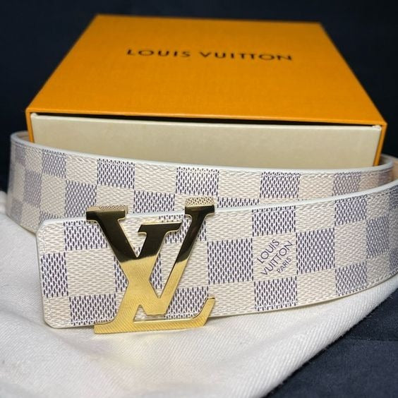AMAZING WHITE DAMIER LEATHER BELT