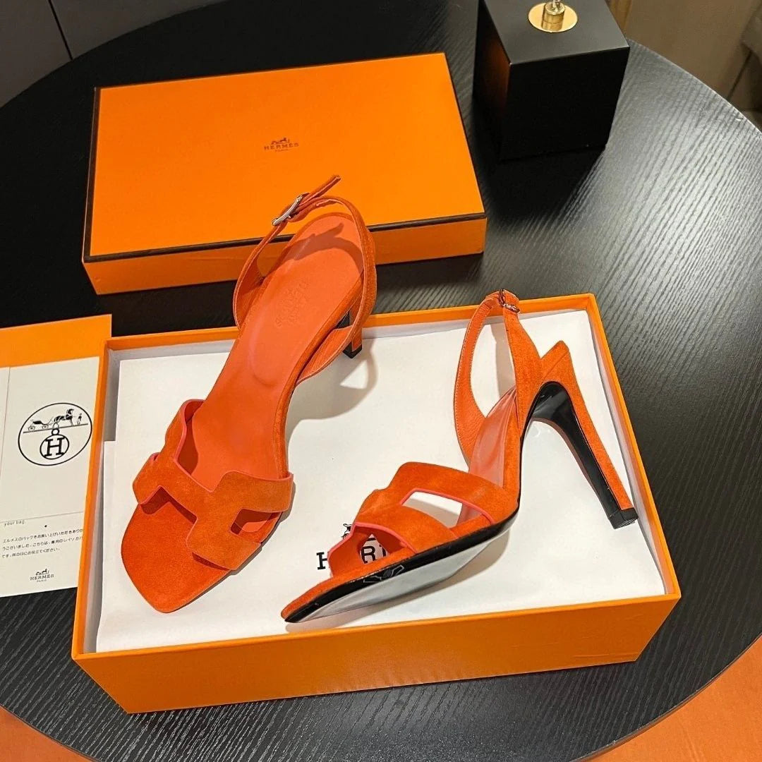 New Leather One Word Sandals High Heels 1024030625