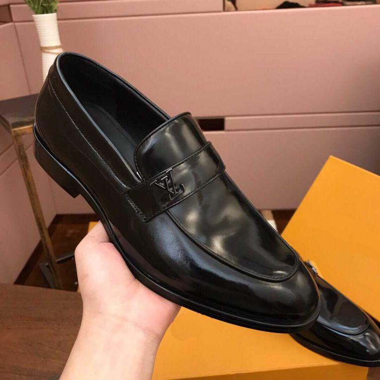 Black business men's leather shoes