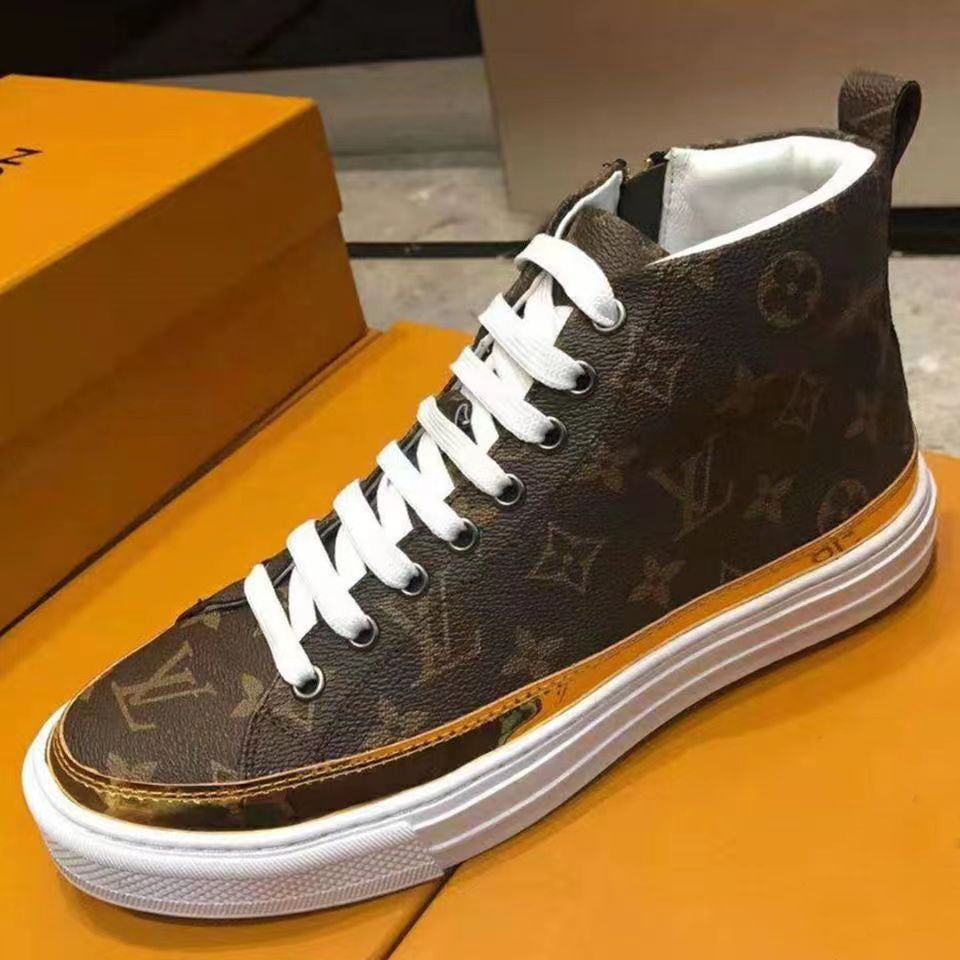 Brown High V Logo Trend Men's and Women's Casual Sneakers
