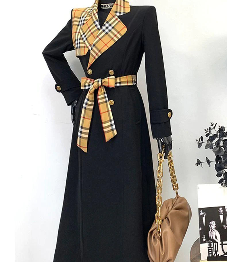 New Fashion Long Patchwork Coat Windbreaker 1024031213