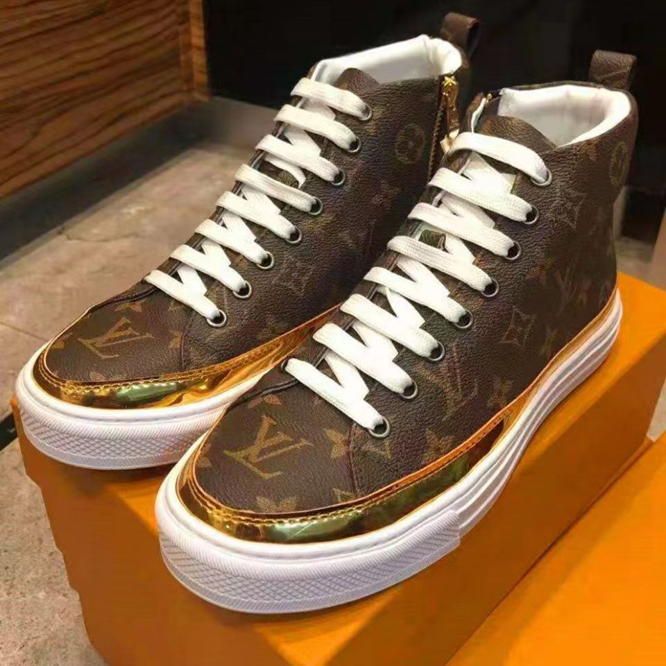 Brown High V Logo Trend Men's and Women's Casual Sneakers