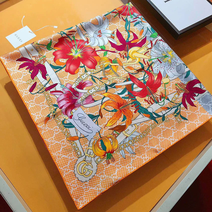 High-end fashionable and versatile floral silk square scarf 1024052915