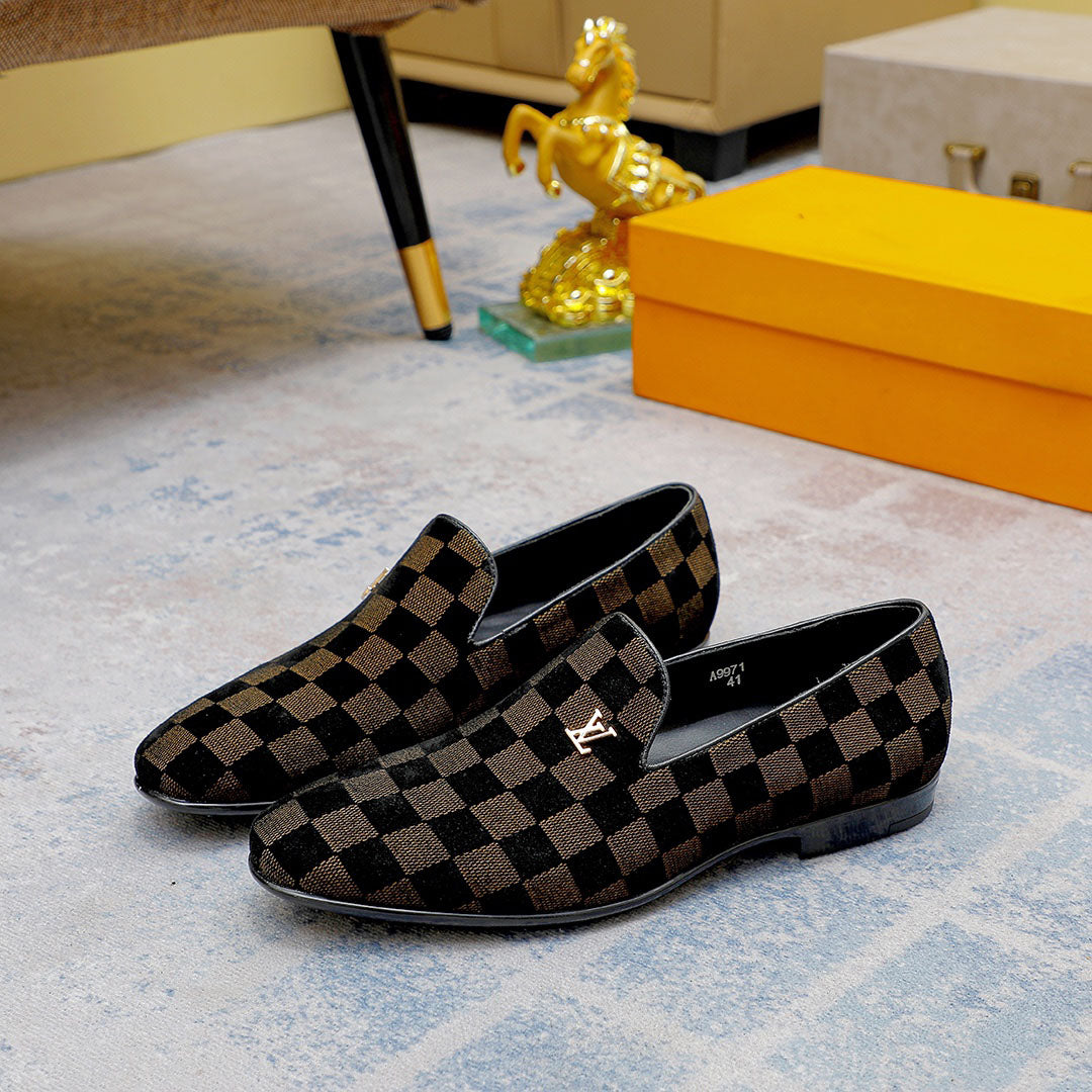 New fashion classic plaid loafers design slip-ons
