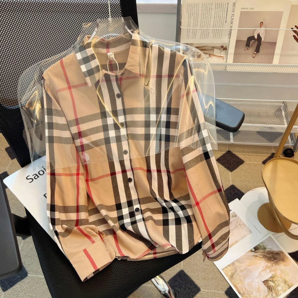 New Fashion Plaid Shirt All-match Casual Shirt 1024072610