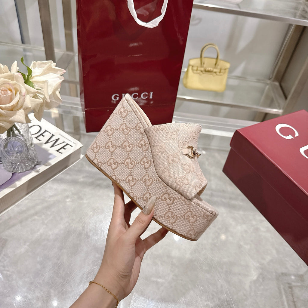 25 ladies metal buckle wedge-heeled platform slippers XC0425050604