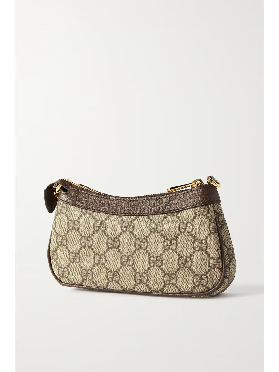 G Ophidia mini textured leather-trimmed printed coated-canvas shoulder bag 0424061410
