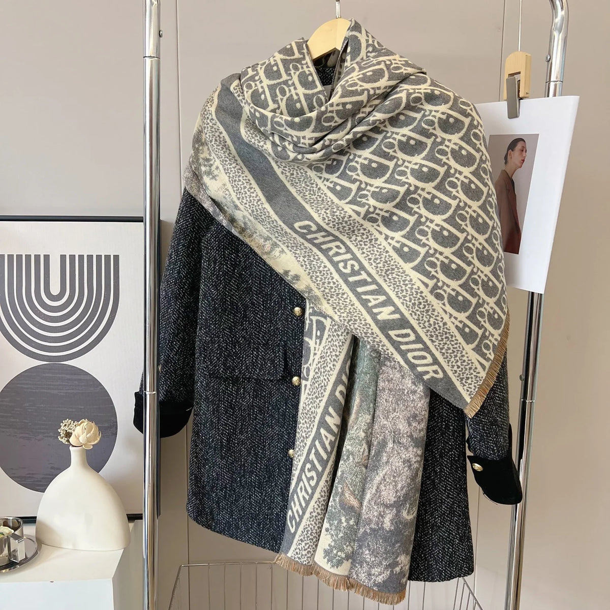 New vintage double-sided cashmere scarf 1024110804