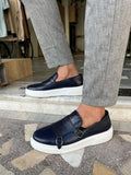 Edmond Navy Blue Double Monk Strap Shoes