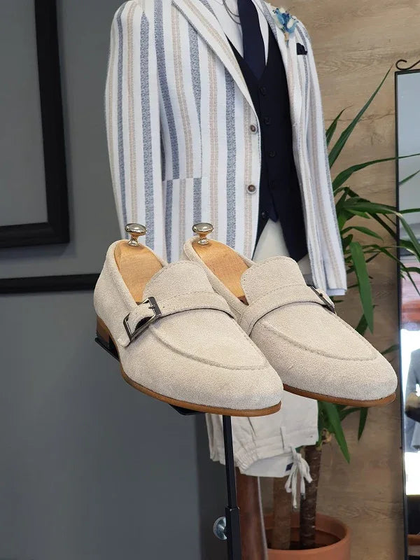 Houma Beige Suede Loafers