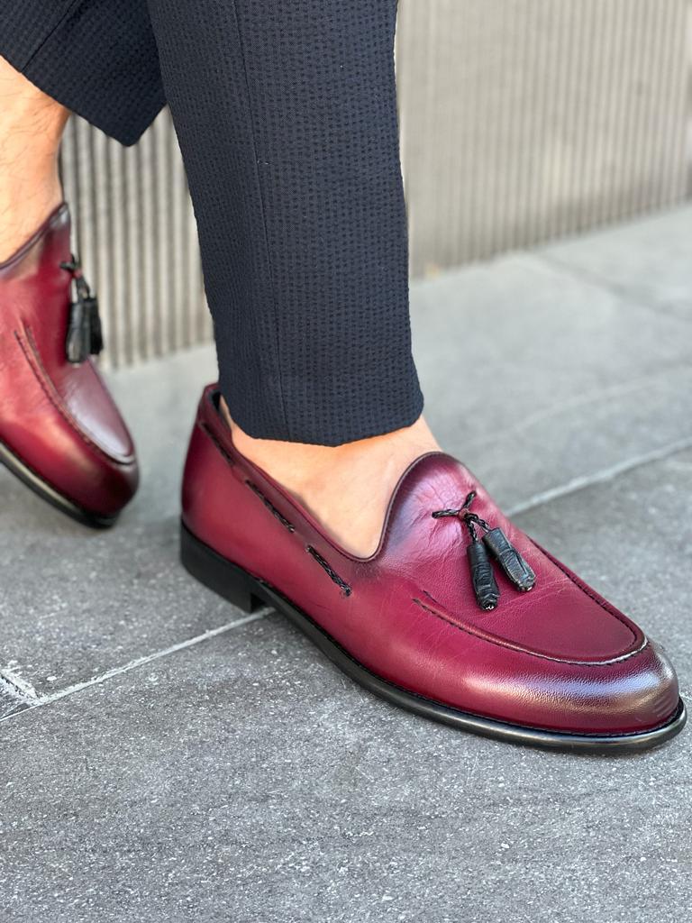 Laughlin Burgundy Tassel Loafers