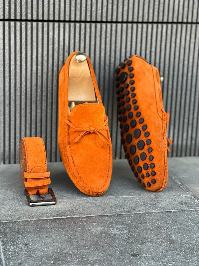 Laughlin Orange Suede Driving Loafers