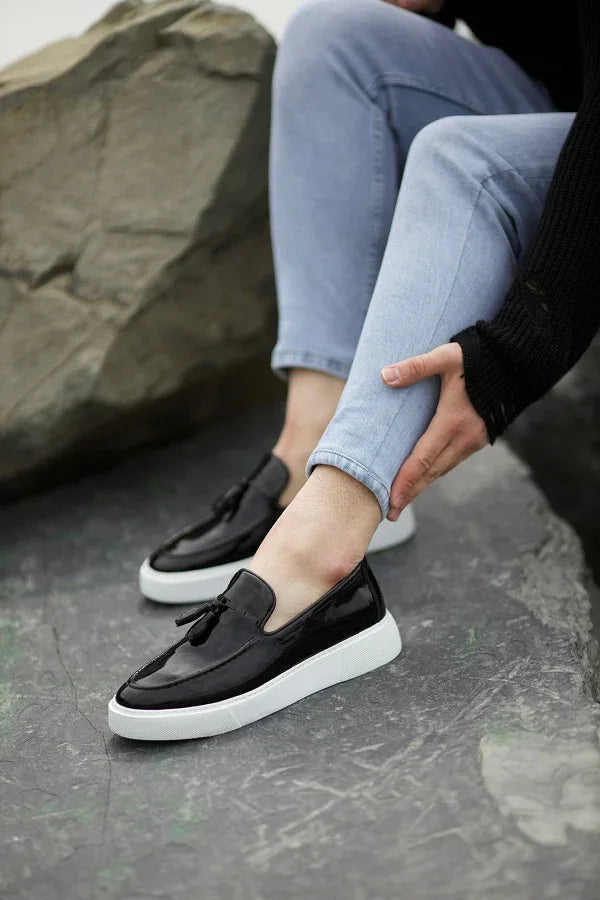 Rapid Black Patent Tassel Loafers