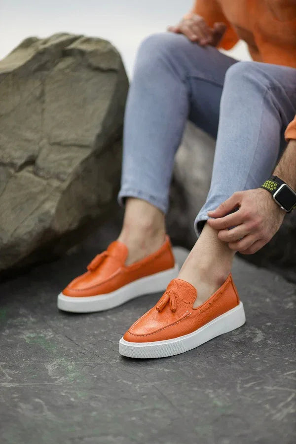Rapid Orange Tassel Loafers