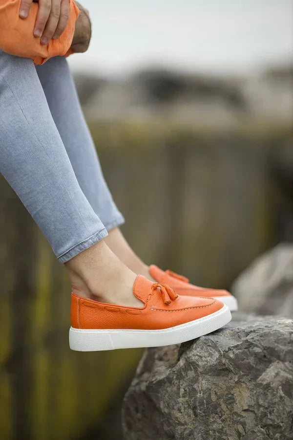 Rapid Orange Tassel Loafers