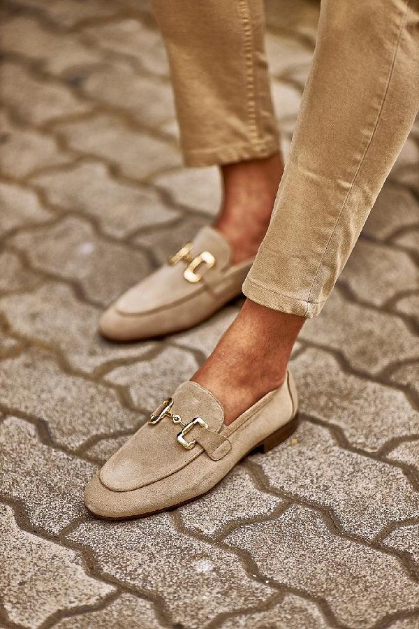 Sturgis Beige Suede Horsebit Loafers