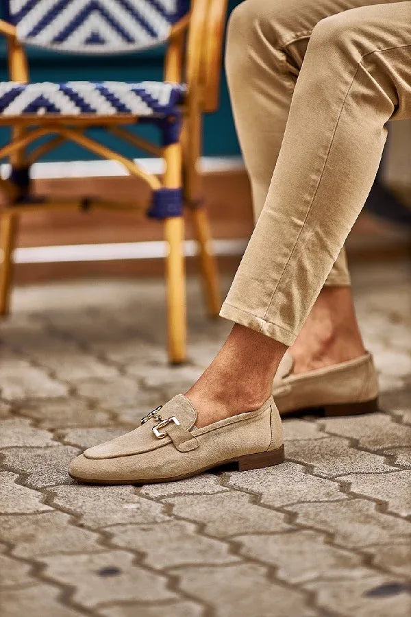 Sturgis Beige Suede Horsebit Loafers
