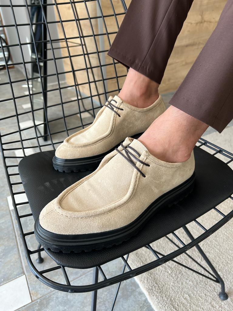 Tampa Laced Beige Suede Shoes