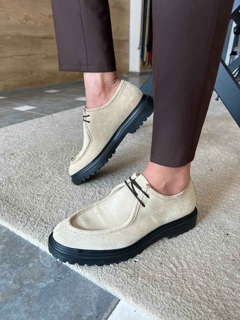 Tampa Laced Beige Suede Shoes