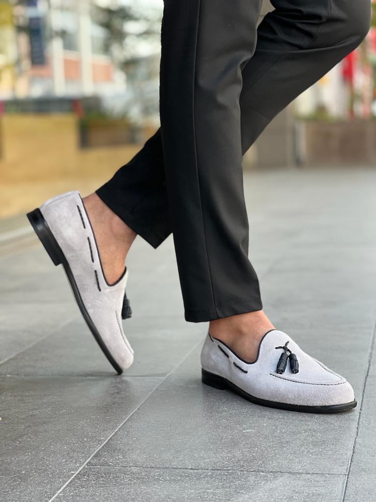 Laughlin Gray Suede Tassel Loafers