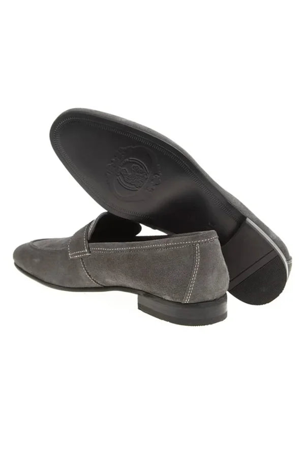 Jackpot Gray Suede Penny Loafers