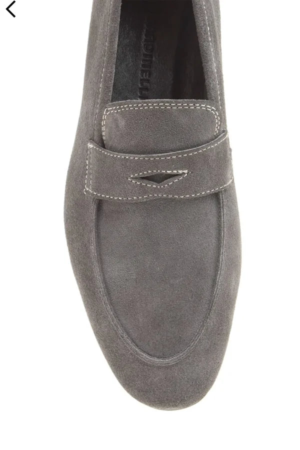 Jackpot Gray Suede Penny Loafers