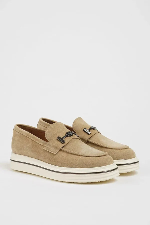 Marion Men's Beige Suede Loafers