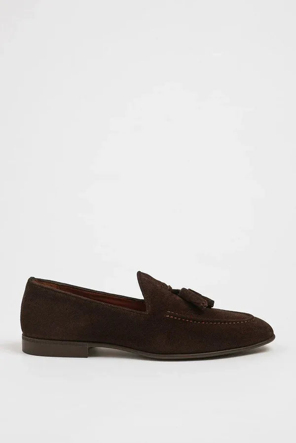 Marion Men's Coffee Brown Suede Tassel Loafers