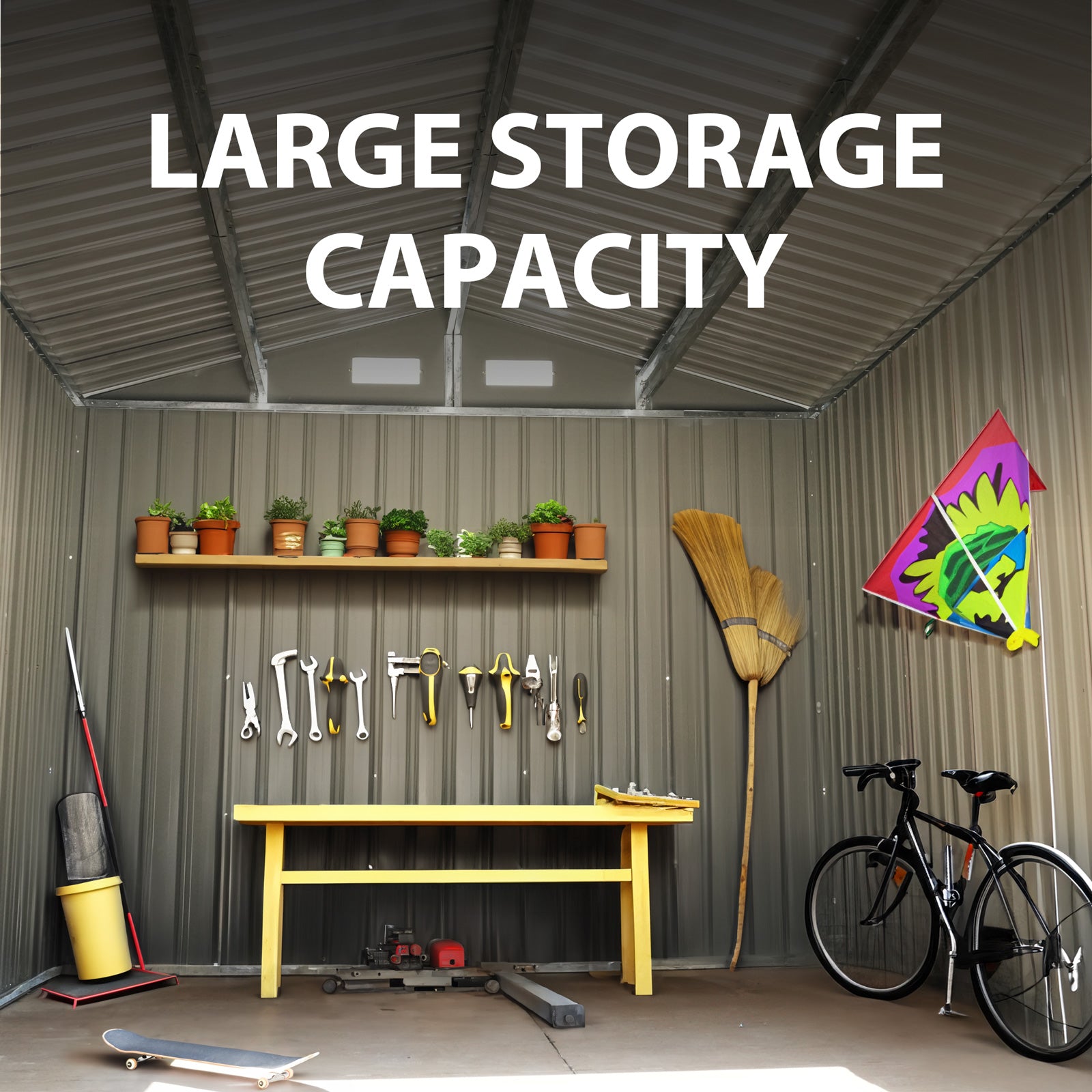 8'x 12' Metal Outdoor Storage Shed Brown Garden Tool Shed for Backyard & Patio