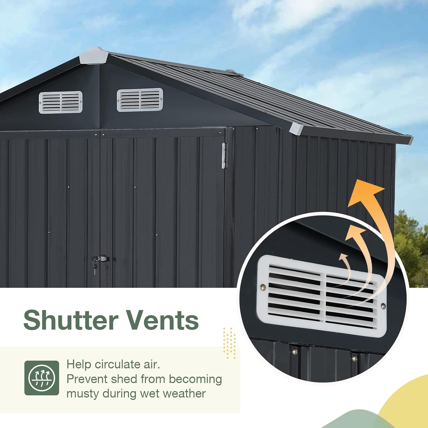 8'x 12' Outdoor Storage Shed Metal Garden Tool Shed for Backyard, Patio, Lawn, Black