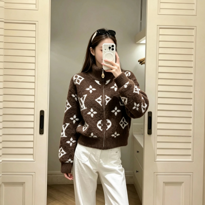 New Fashion Monogram Women's Knit Zip Cardigan DM1326092002