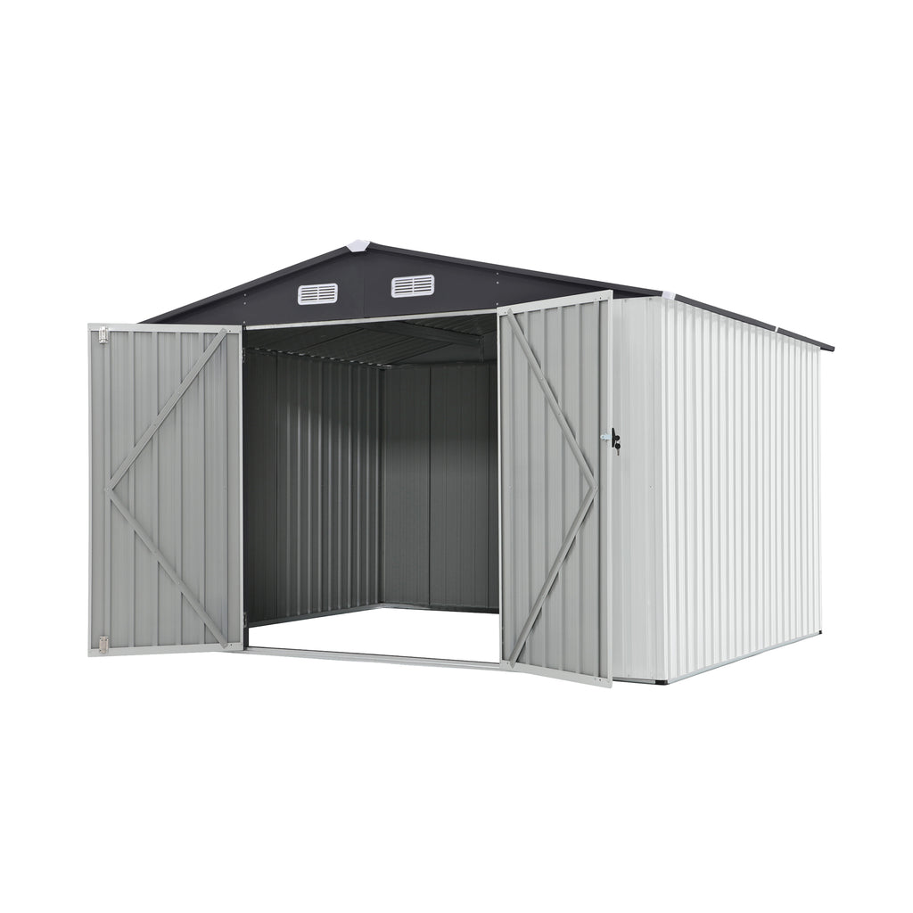 10' x 8' Outdoor Storage Shed, Metal Garden Tool Shed with Lockable Door