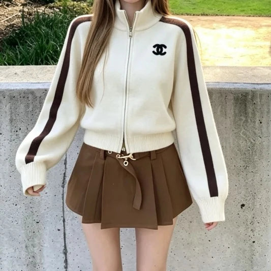 New Fashion Women CC Zip Knit Cardigan XC1326091122