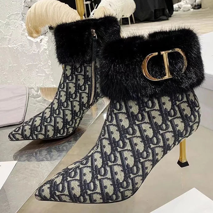 CD 2026 Oblique Ankle Boots 70mm Fabric 966674