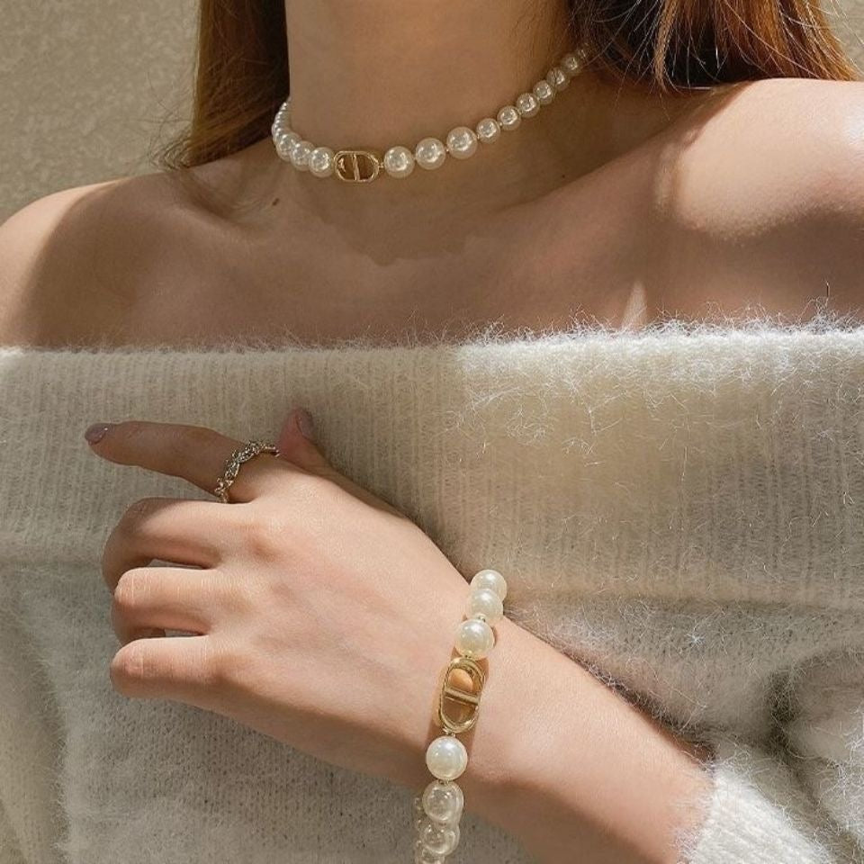 D letter star pearl necklace PD0425071817